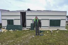 Parque de campismo em São Pedro de Moel, depois da passagem da depressão Kristin por Portugal continental,