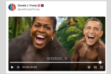 Trump publica vídeo em que o casal Obama surge como macacos