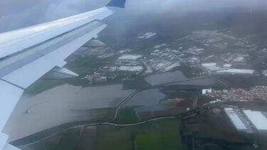 Imagens aéreas mostram extensão das inundações na zona do Tejo à chegada do Aeroporto de Lisboa