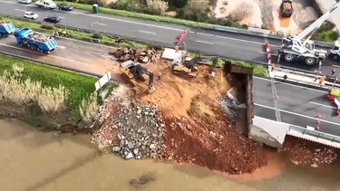 Imagens de drone mostram trabalhos de reparação do troço da A1 que desabou