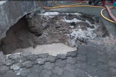 Inundação provocada por aluimento de terras em Penafiel