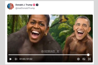 Publicação de Donald Trump com vídeo de Barack e Michelle Obama alterados
