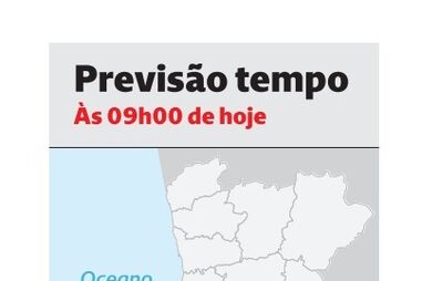 Previsão do estado do tempo às 9h00 de hoje