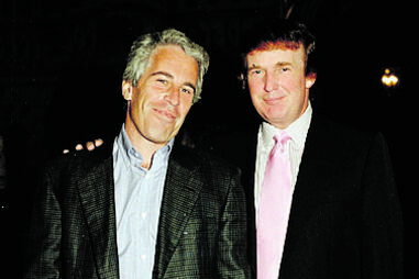 Jeffrey Epstein e Donald Trump posam juntos num evento