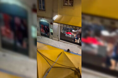 O momento em que suspeito foge a correr após atropelar cinco pessoas no Chiado