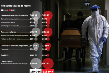 Principais causas de morte em 2024 e 2023