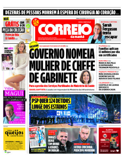 Capa de sábado, 21 de fevereiro de 2026