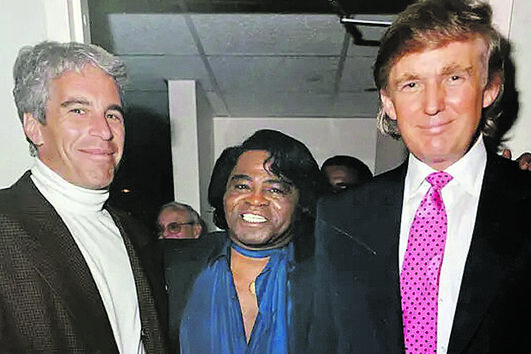 Jeffrey Epstein numa festa que juntou Donald Trump e o cantor James Brown (1993-2006)