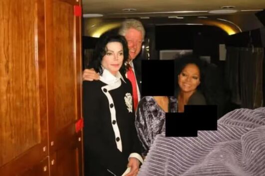 Clinton com Michael Jackson e Diana Ross num dos encontros organizados por Jeffrey Epstein
