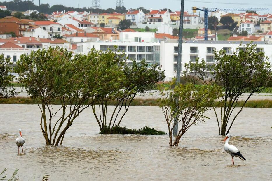 Rio Sado voltou a galgar as margens e inundou a Av. dos Aviadores, devido à passagem da depressão Leonardo, em Alcácer do Sal