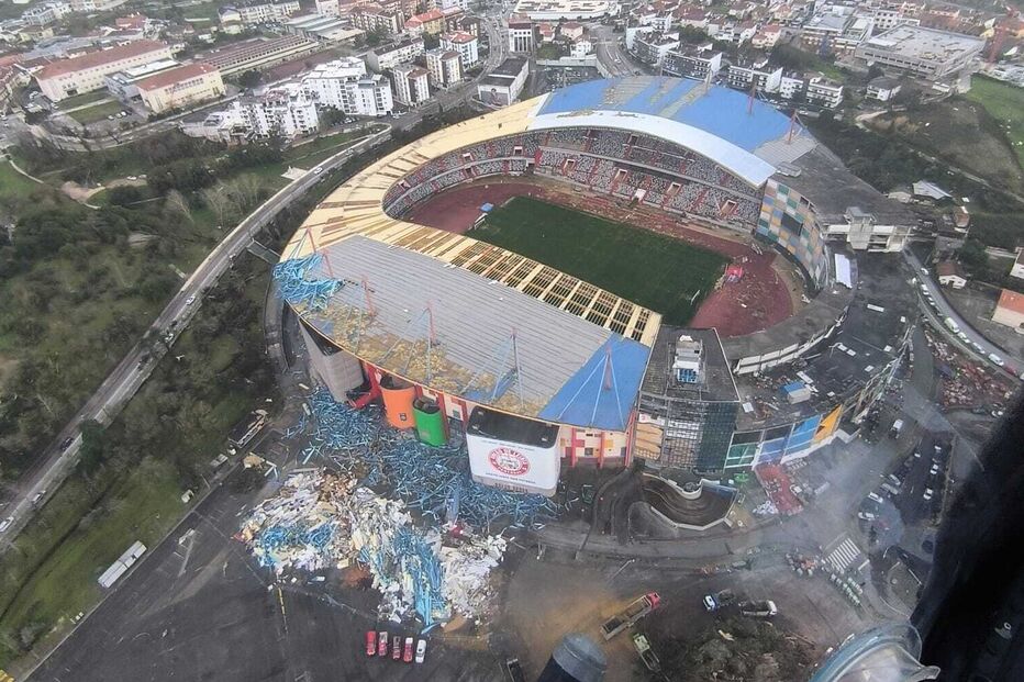 Cheias mostram estádio do SC Braga e arredores vistos do ar