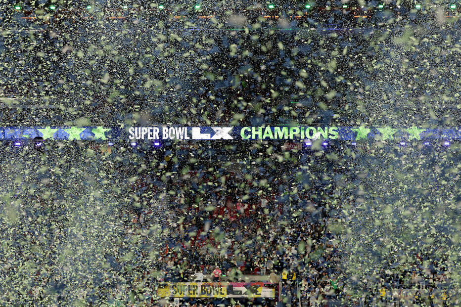Celebração dos Seattle Seahawks, vencedores do 60.º Super Bowl