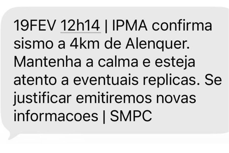 Mensagem da Prociv enviada à população