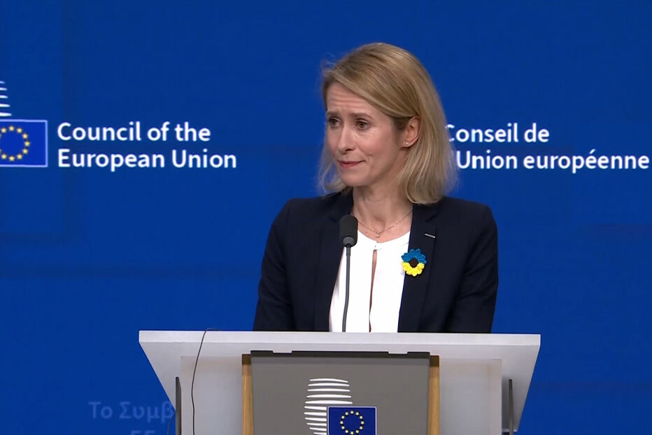 Kaja Kallas discursa sobre sanções da UE à Rússia