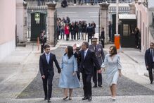 O novo Presidente da República à chegada ao Palácio de Belém, acompanhado da família
