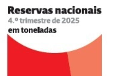 Reservas petrolíferas nacionais em toneladas no 4.º trimestre de 2025