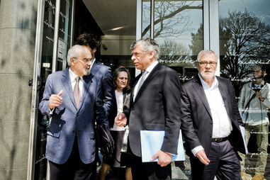 João Vieira Lopes, presidente da CCP, ao lado de Armindo Monteiro, líder da CIP, e Mário Mourão, secretário-geral da UGT