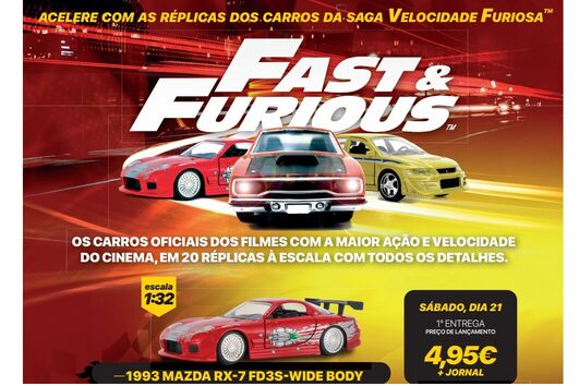 Réplicas dos carros da saga Velocidade Furiosa, disponíveis por 4,95€.
