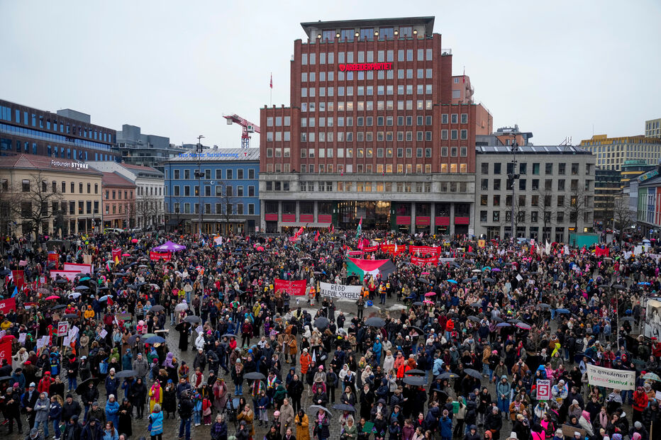 Dia Internacional da Mulher comemorado em Youngstorget, em Oslo