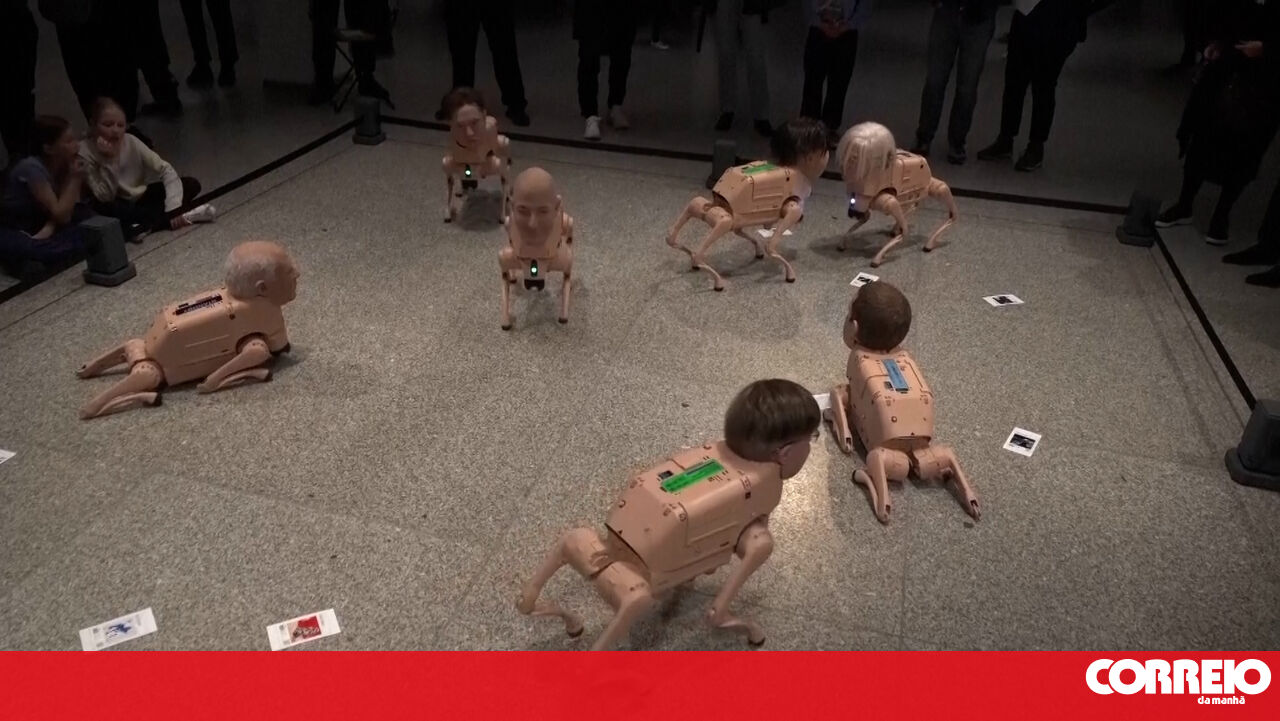 Installation featuring robot dogs with the faces of Musk, Zuckerberg, and Bezos goes viral. The artist explains the work