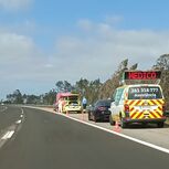 Mulher inconsciente resgatada na autoestrada perto de Leiria; equipa médica no local