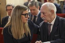 Ruy de Carvalho, conversa com s ministra da Cultura, Margarida Balseiro Lopes