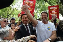André Ventura e Rui Rocha juntos num evento do Chega
