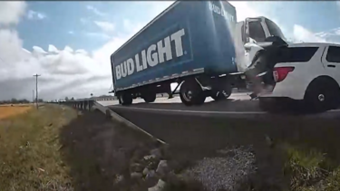 Homem rouba camião de cerveja e embate contra carro patrulha após perseguição policial nos EUA 