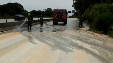 Carga de camião solta-se e deixa autoestrada coberta de milho 