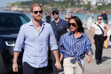 Meghan Markle e o Príncipe Harry juntos num evento público em Sidney
