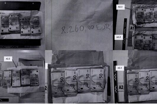 As imagens das notas com impressões digitais de quatro agentes da PSP apreendidas no gabinete de Vítor Escária