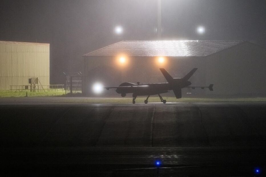 Drone MQ-9 Reaper dos EUA na Base Aérea das Lajes, Açores
