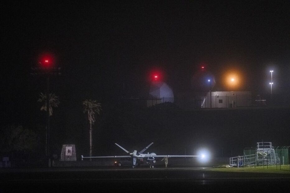 Drone MQ-9 Reaper dos EUA na Base Aérea das Lajes, Açores