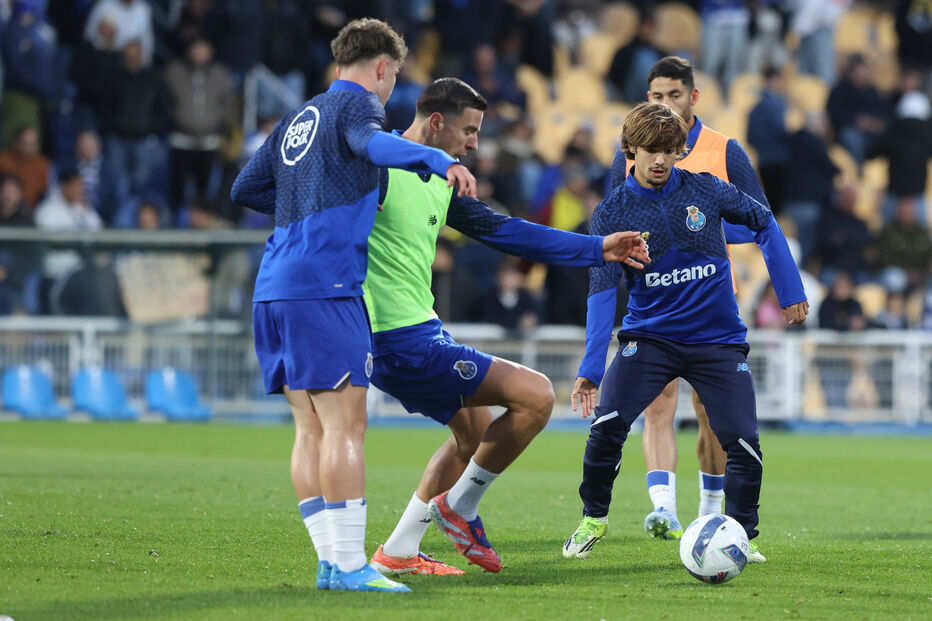 Jogadores do FC Porto no aquecimento