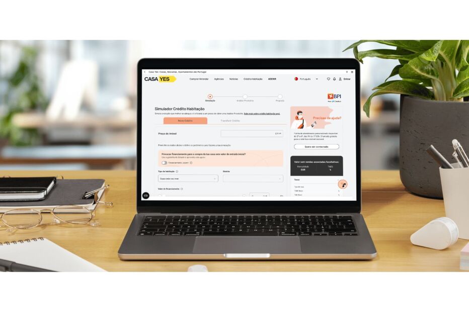 Simulador de crédito habitação da Casa Yes, com apoio BPI