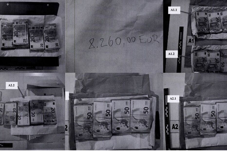 As imagens das notas com impressões digitais de quatro agentes da PSP apreendidas no gabinete de Vítor Escária