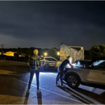 Investigadores da Guardia Civil do país vizinho, na madrugada desta quinta-feira, no local do crime