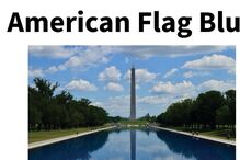 Bandeira americana azul e monumento a Washington refletido na água