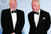 David Attenborough e Rei Carlos juntos na celebração do centenário do naturalista.
