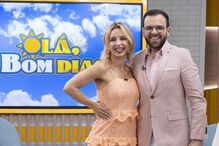 Luciana e Rúben nos bastidores do 'Olá, bom dia!'