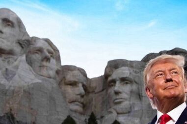 Trump surge ao lado do Monte Rushmore num cenário nas redes sociais