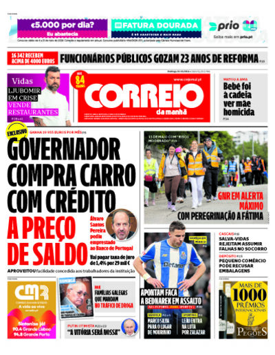 Capa de domingo, 10 de maio de 2026