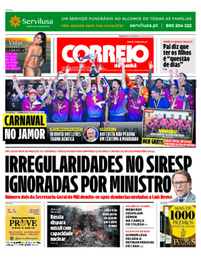Capa de segunda-feira, 25 de maio de 2026