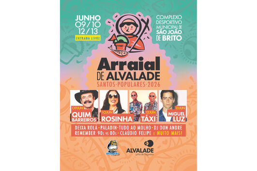 Arraial de Alvalade com Quim Barreiros, Rosinha, Táxi e Miguel Luz, de 9 a 13 de junho