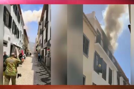 Incêndio deflagra em prédio no centro do Funchal