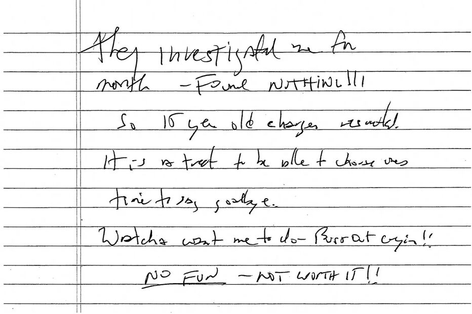 Suposta nota de despedida de Jeffrey Epstein