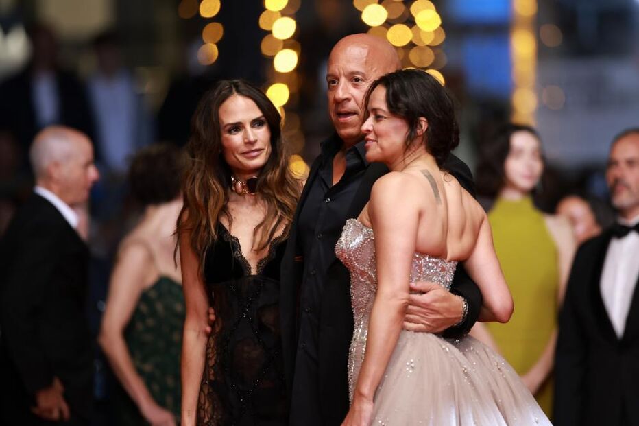 Vin Diesel com Jordana Brewster e Michelle Rodriguez em Cannes