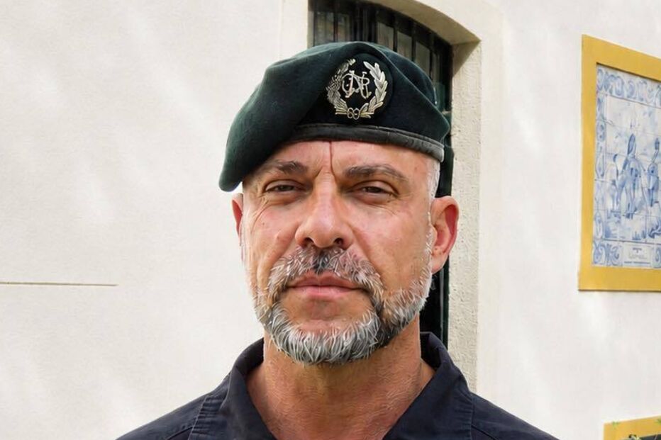 Militar da GNR fardado e boina verde escura