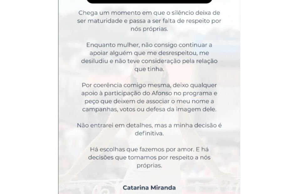 Comunicado Catarina Miranda
