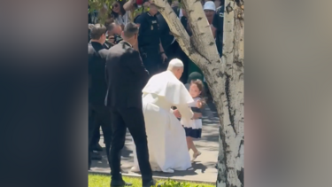 Menina ‘finta’ a segurança corre para os braços do Papa em Madrid
